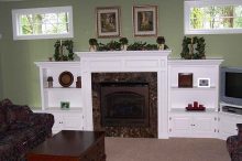 Living Room With Custom Built-Ins and Fireplace