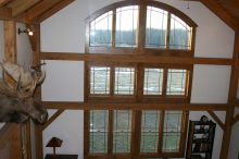 Great Room with Timber Frame and Large Windows